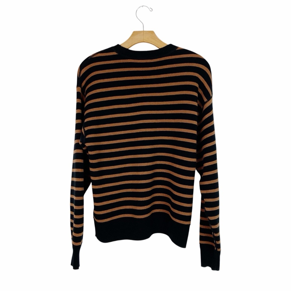 Everlane Black and Brown Striped Crewneck Sweater Medium - Picture 3 of 11